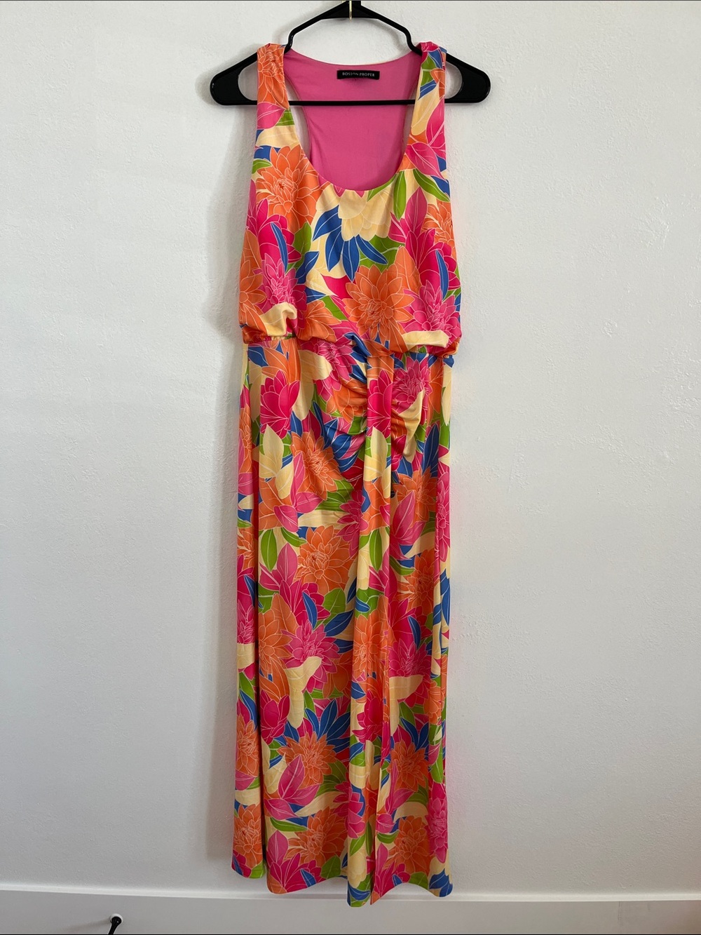 Boston Proper Tropical Floral Pink Dress Size Medium